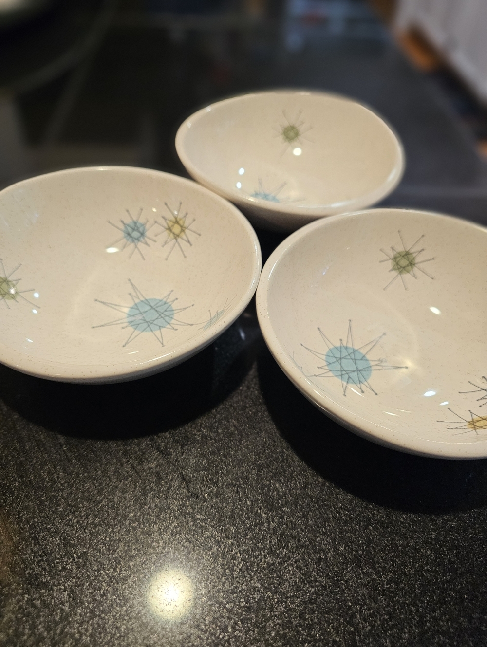 Franciscan Atomic Starburst 5" Berry Fruit Dessert Sauce Bowls Set Of 3 MCM
